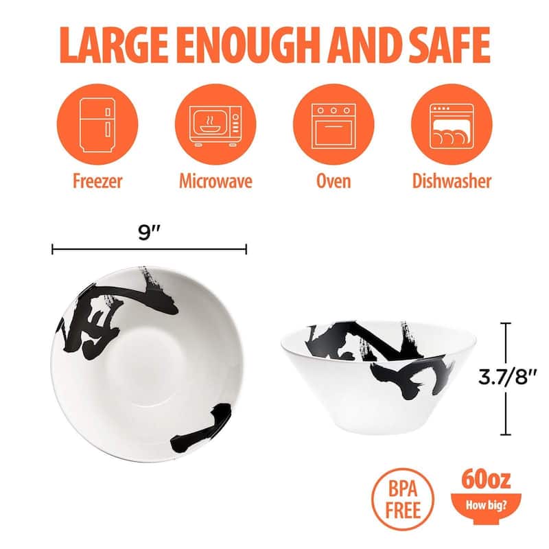 Ceramic Japanese Ramen Bowl Set, 60oz Large Ramen Bowls with Chopsticks, Spoons and Chopstick Rests Bowl Salad, Poke, Soup, Udon