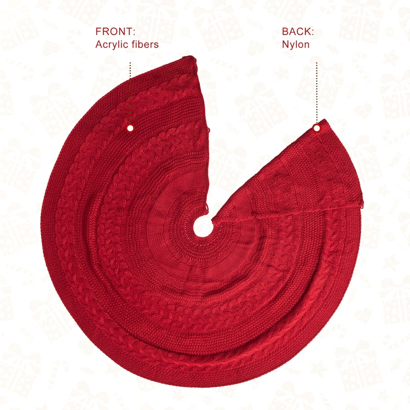 Glitzhome 48"-52"D Knitted Polyester Christmas Tree Skirt