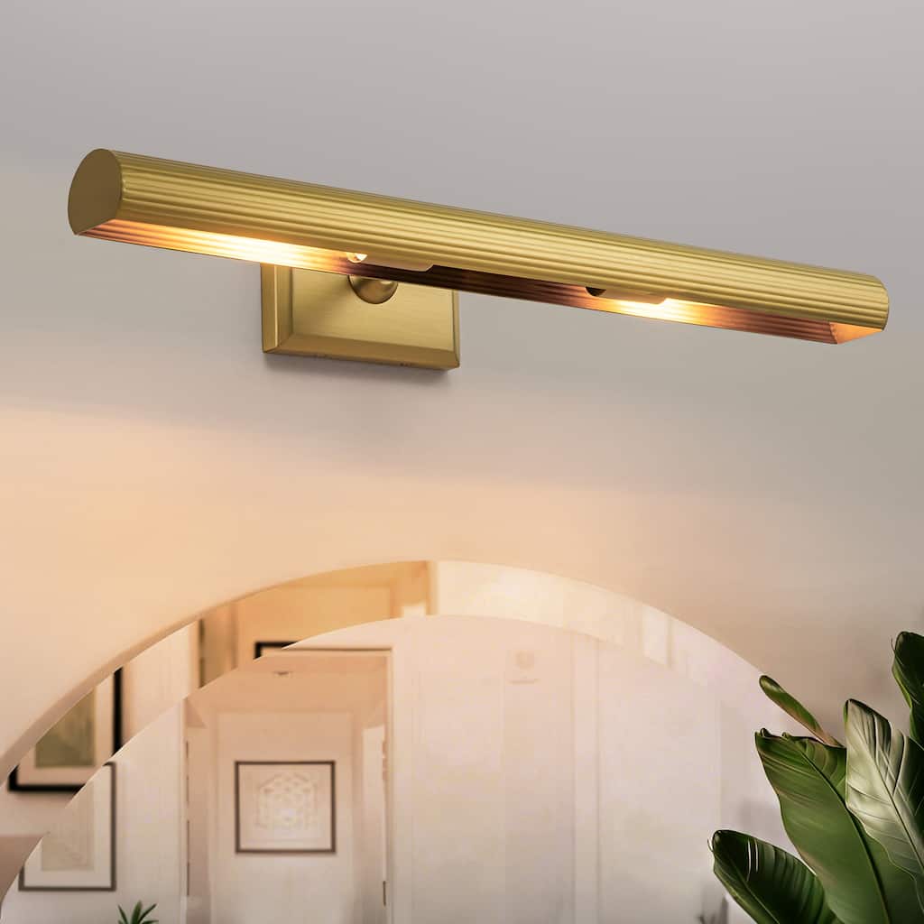 Contemporary 2-Light Linear Dimmable Bathroom Vanity Light Wall Sconce - 23.6" W × 7.9" D × 2.8" H