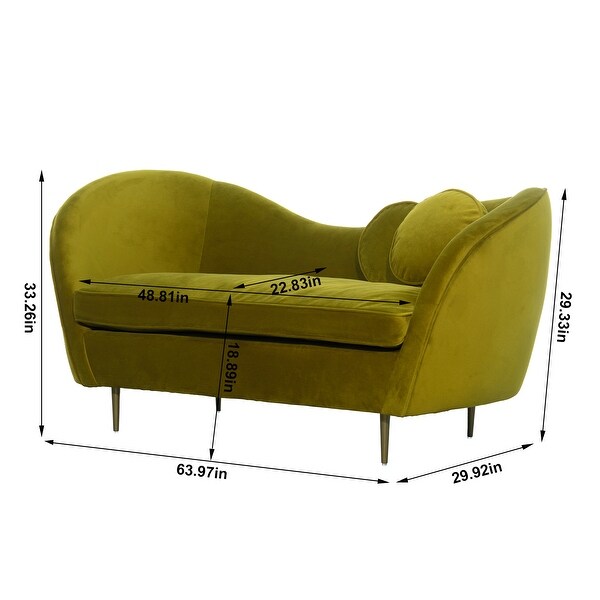 Vintage Olive Yellow Velvet 2 Seater Sofa for Living Room - Bed