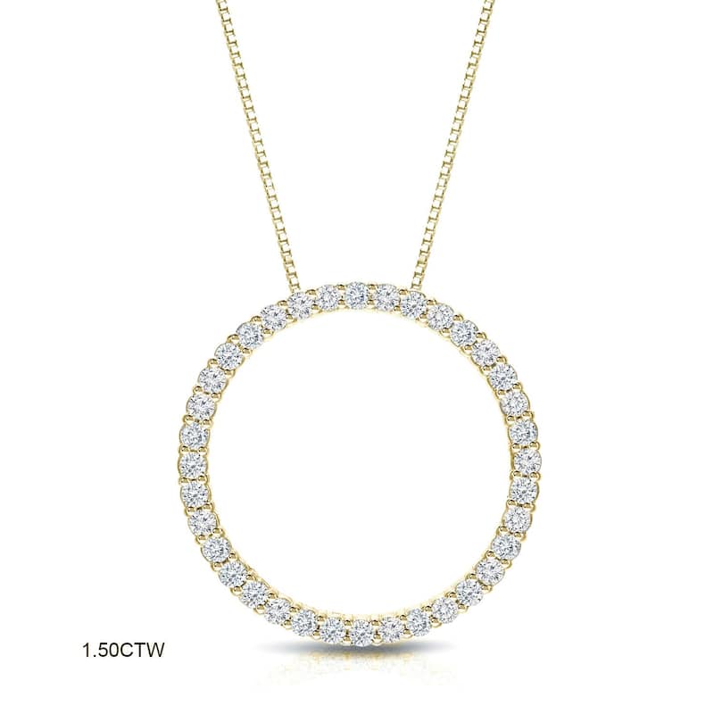 Auriya 14K Yellow Gold Diamond Circle Pendant Necklace - 1.50ctw