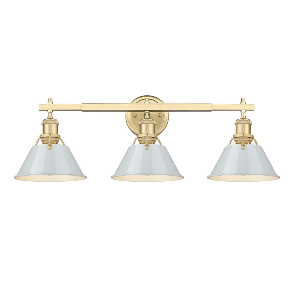 Orwell 3-Light Vanity Light in Brushed Champagne Bronze with Dusky Blue - Gold