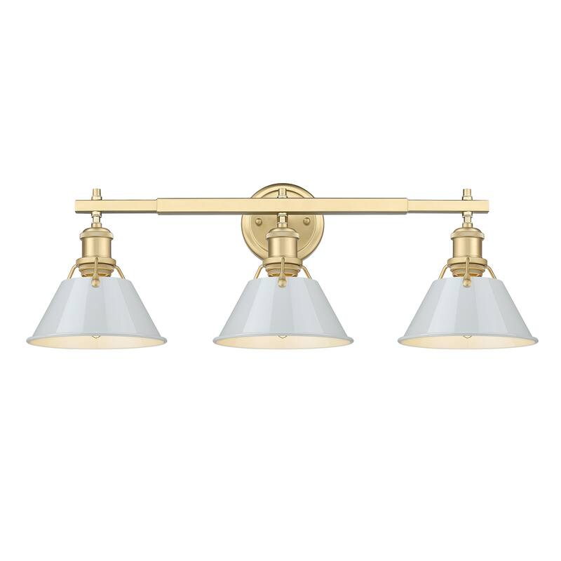 Yep by Golden Lighting Orwell 3-light Vanity in Brushed Champagne Brass and Dusky Blue shade - Gold