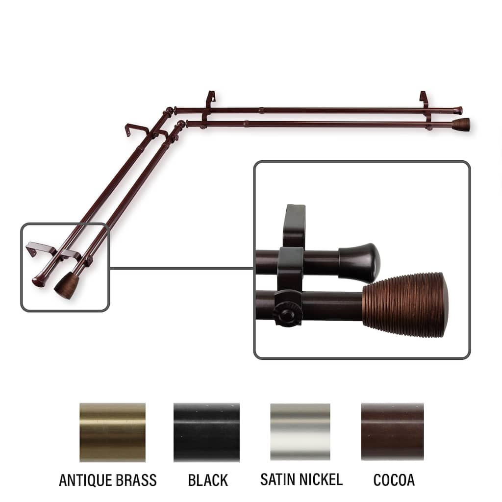 InStyleDesign Zephania Corner Window Double Curtain Rod 13/16 inch dia.