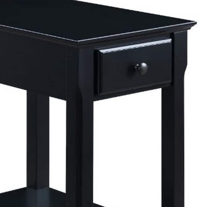 Accent Table with 1 Drawer and Bottom Shelf, Black