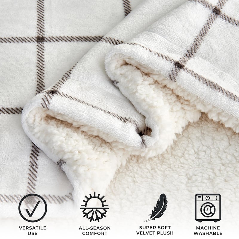 Linery & Co. Velvet Plush Reversible Sherpa Throw Blanket