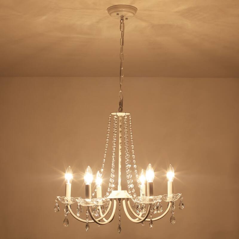 6-Light Classic Chandelier with Crystal Accents for Kitchen Study