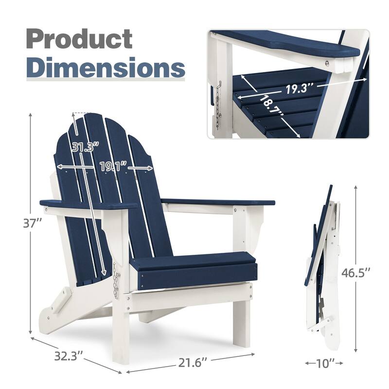 Aoodor Outdoor Folding Adirondack Chair