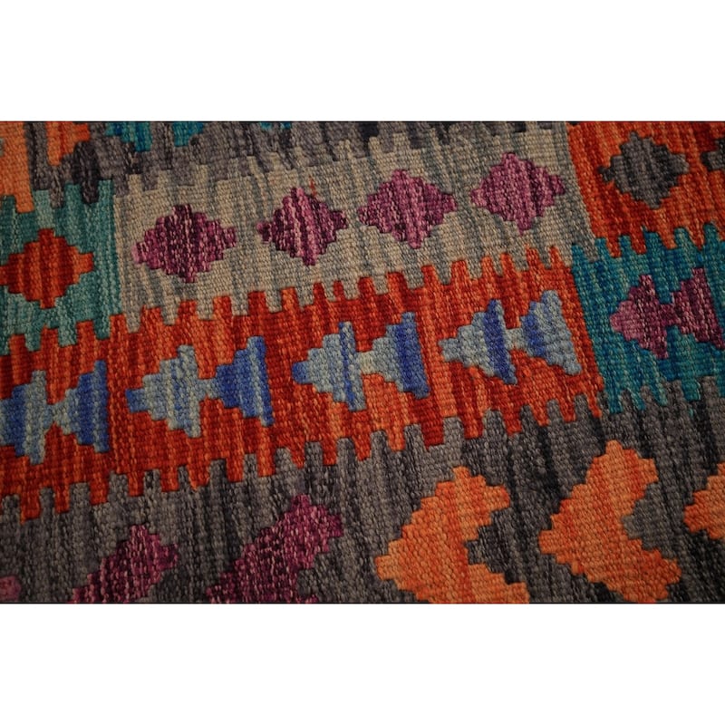 Kilim Area Rug Hand-Woven Living Room Wool Carpet - 8'0" x 11'5"