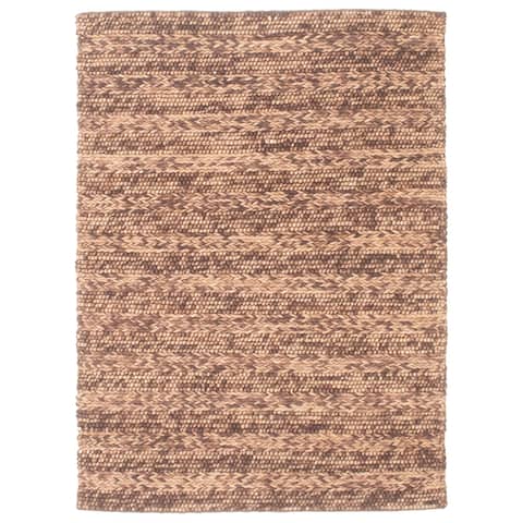 ECARPETGALLERY Braid weave Sienna Dark Brown Wool Rug - 4'11 x 6'11