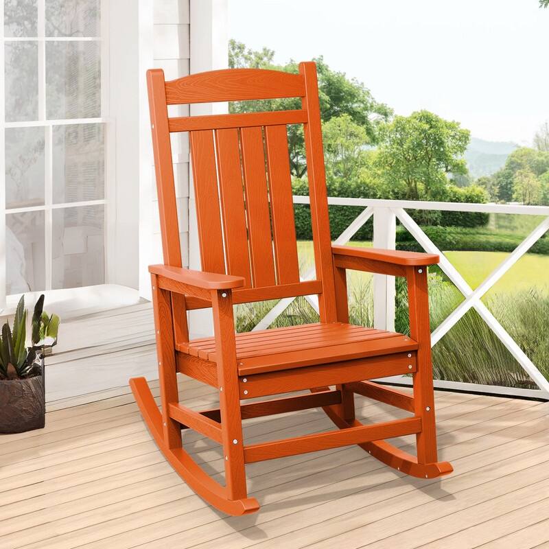 High-Back Oversized Plastic Rocking Chair –Stable & Smooth Glide