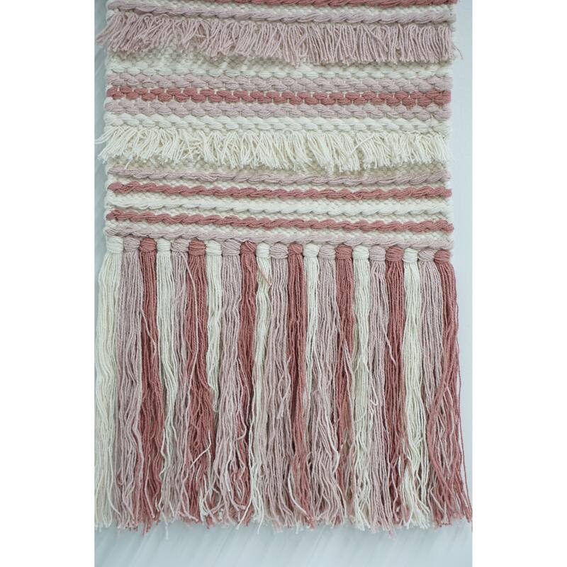 Home&Manor Wool and Cotton Macrame Wall Hanging with Rod Included - Exact Size