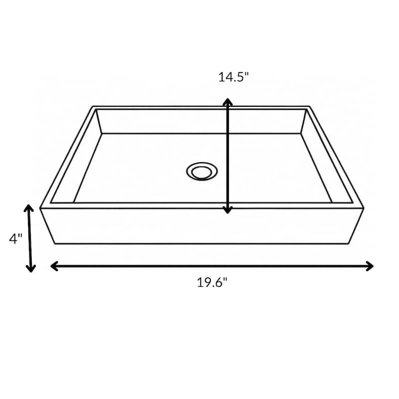 20 inch Brillare Matte White Solid Surface Rectangular Vessel Sink