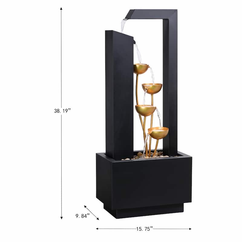 Cascading Metal Cups Outdoor Garden Water Fountain - 38.25"