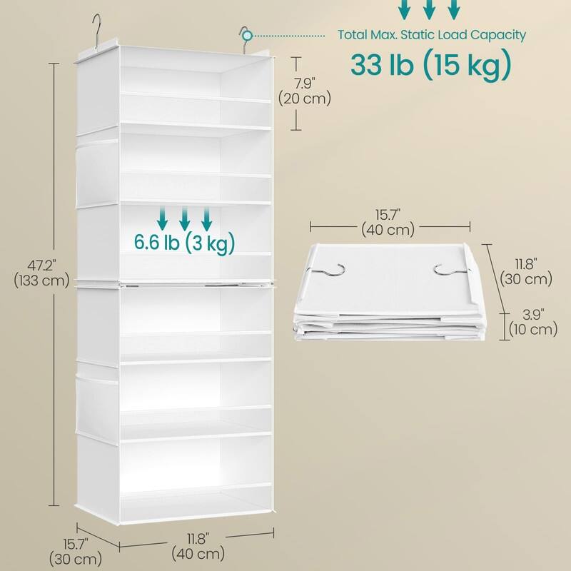 6-Tier Hanging Closet Organizer with Pockets & Bamboo Inserts