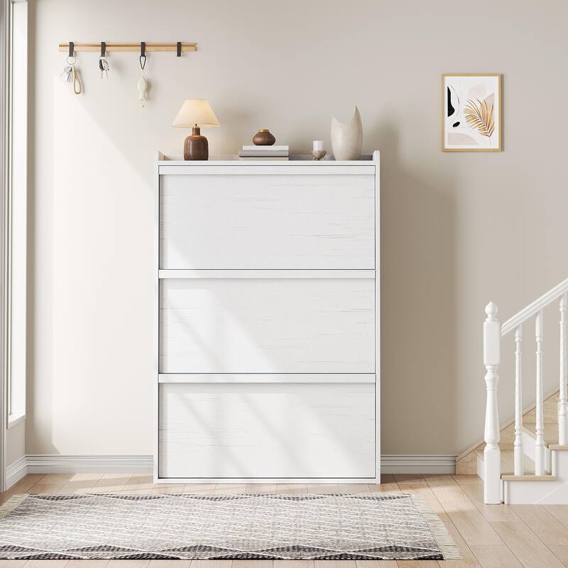 Drawer Wooden Shoe Cabinet with Adjustable Shelves