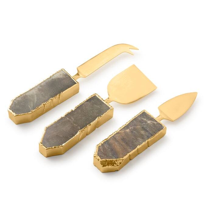 Brittany Agate Cheese Knives, Set of 3 - Sage