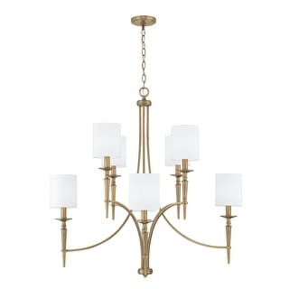 Abbie 36.5" 8-light Chandelier w/ White Fabric Stay-Straight Shades