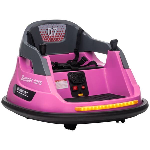 slide 2 of 7, Aosom 12V Kids' Bumper Car, Remote Control, LED Lights, Pink 5-7 Years - Assembly Required - Pink