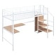 preview thumbnail 15 of 38, Twin Size Metal Loft Bed with Desk, Metal Grid and Wardrobe, White