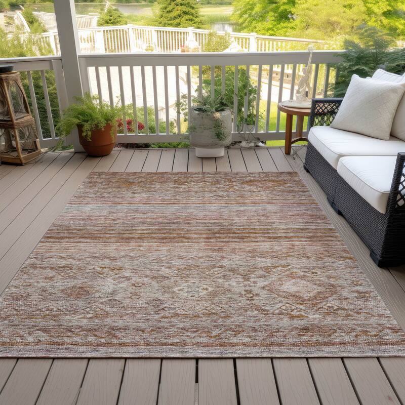 Machine Washable Indoor/ Outdoor Boho Moroccan Chantille Rug