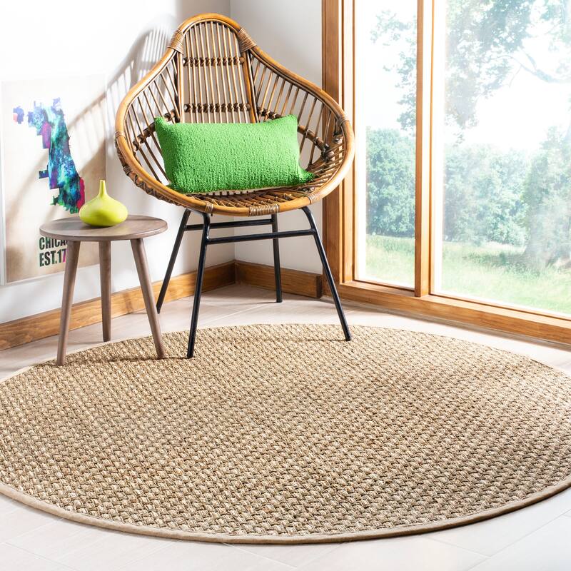 SAFAVIEH Stas Beige Seagrass Area Rug - 6' Round - Natural/Beige