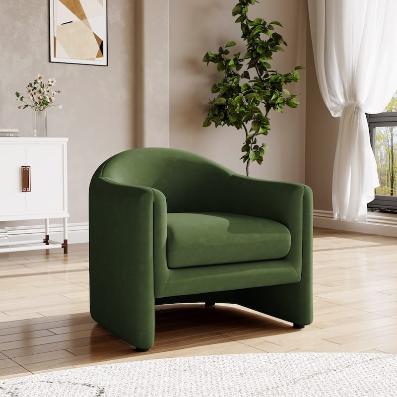 32.3" Wide Upholstered Barrel Boucle Velvet Accent Chair
