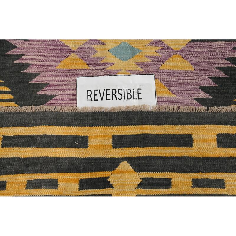 Hand Woven Oriental 100% Wool Carpet Southwestern Tribal Purples Kilim Area Rug - 8' 1'' X 6' 0''
