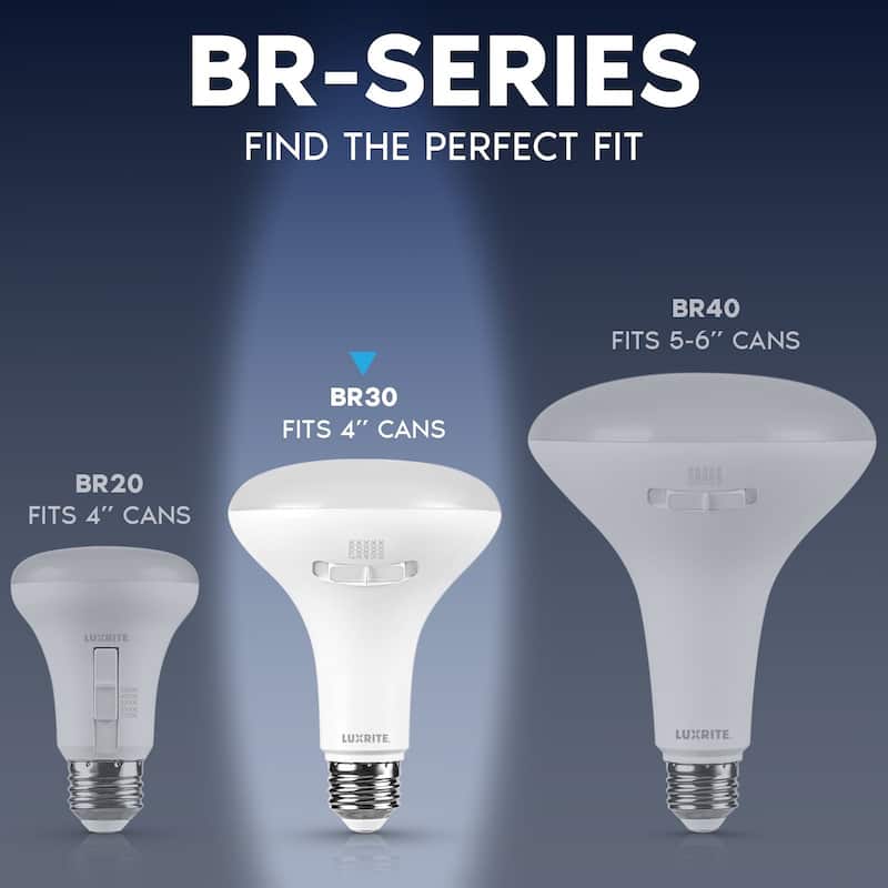 Luxrite BR30 LED Light Bulb 10W=85W 5CCT Dimmable 850LM LED Flood Light Bulb E26 Base 12-Pack