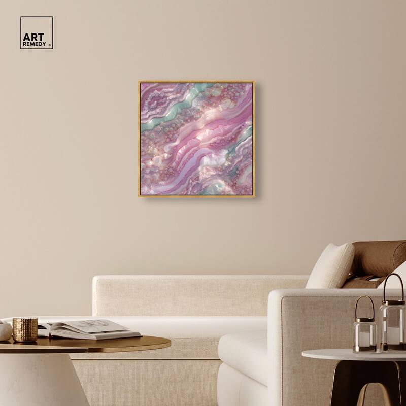 Pink and Mint Crystal I Canvas by Art Remedy