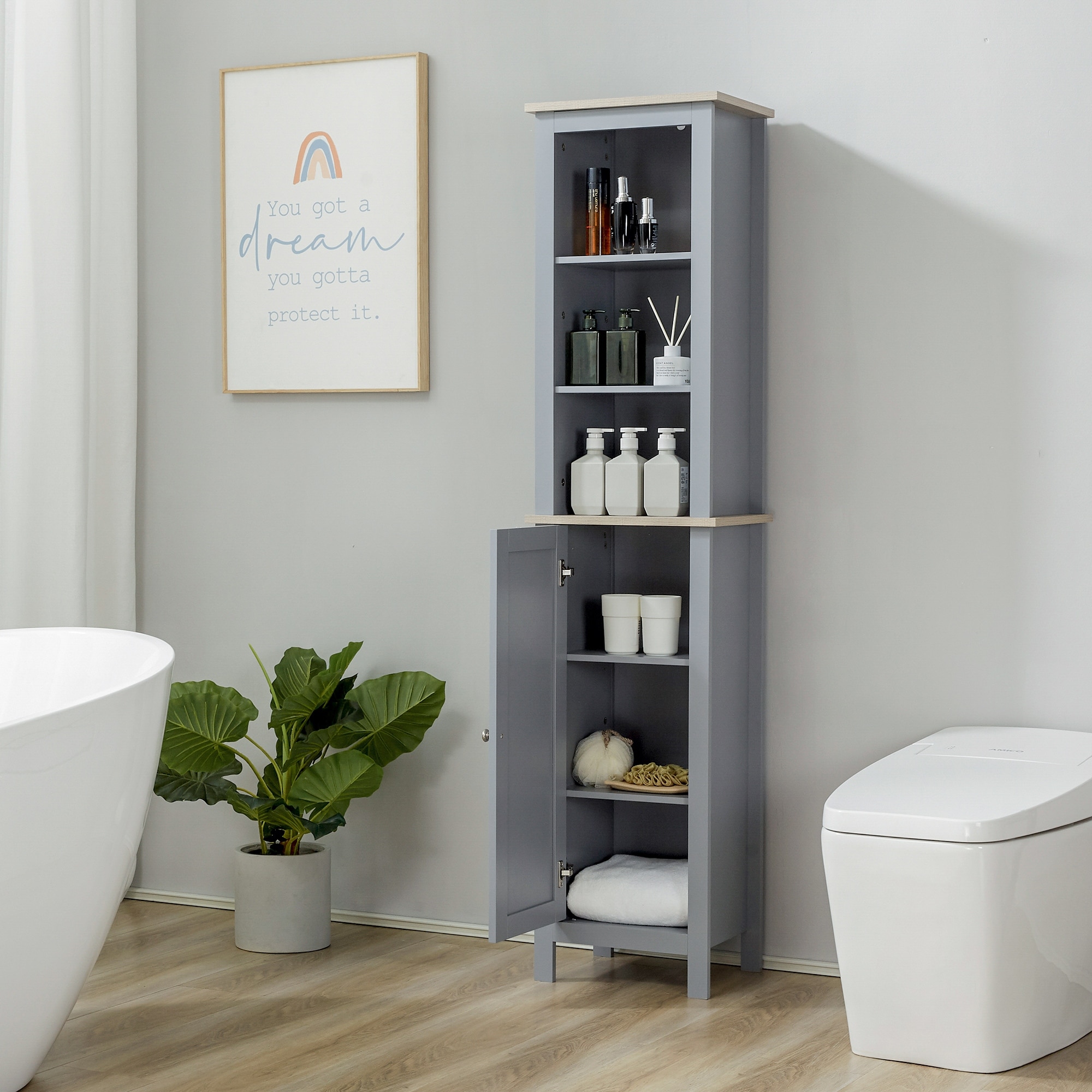 https://ak1.ostkcdn.com/images/products/is/images/direct/596b3e62e5a4502c6f63fd2160712ed0b866181c/kleankin-Bathroom-Floor-Storage-Cabinet-with-3-Tier-Shelf-and-Cupboard-with-Door%2C-Tall-Slim-Side-Organizer-Shelves%2C-Grey.jpg