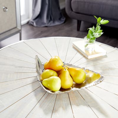 CosmoLiving by Cosmopolitan Silver Aluminum Metal Live Edge Living Room Decor Tray - 16 x 11 x 5