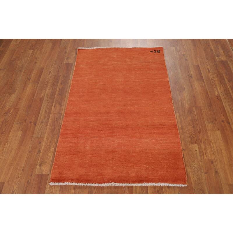 Gabbeh Oriental Foyer Rug Orange Handmade Wool Carpet - 2'7"x 4'1"