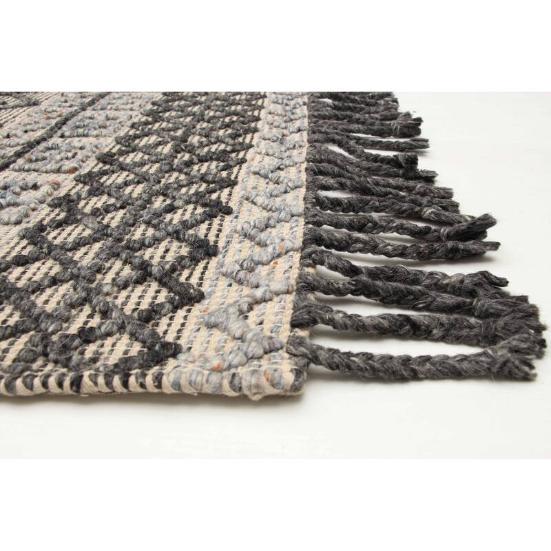 ECARPETGALLERY Braid weave Sienna Beige Wool Rug - 5'3 x 7'5