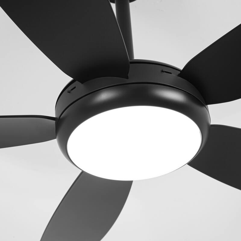 42" Modern Black Stepless Dimming LED Easy Installation 5-Blades Ceiling Fan with Light and Remote