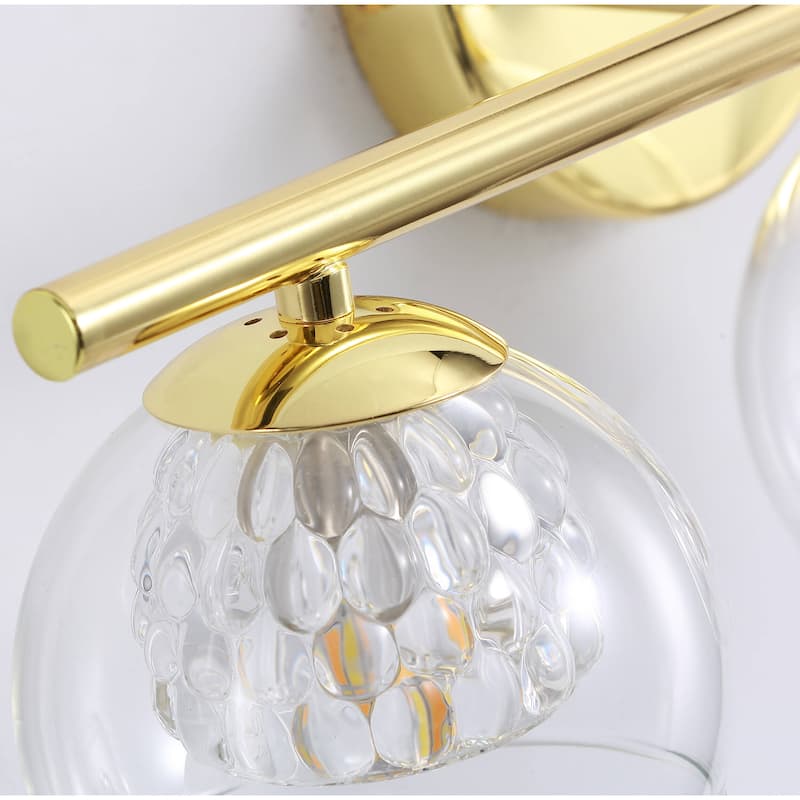 Gold Finish Bathroom Vanity Wall Sconce Glass Shade