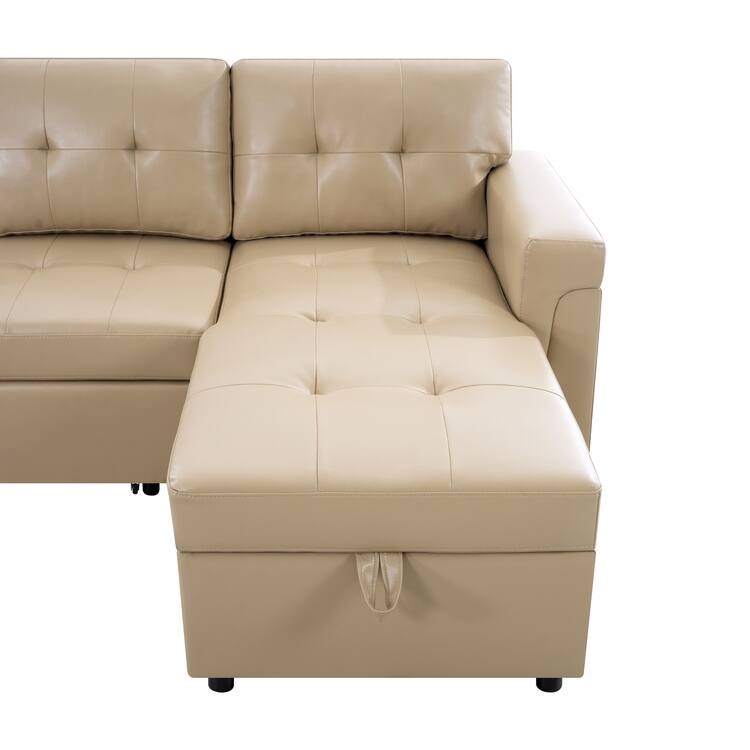 Reversible L-Shape Sleeper Sectional Sofa with Storage, Modern Convertible Sofa Bed for Living Room