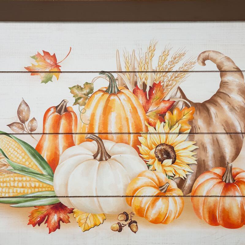 Glitzhome Set of 2 Thanksgiving Wooden Turkey Serving Tray