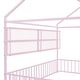 preview thumbnail 10 of 70, Full Size Metal House Bed Frame with Built-In Grid Shelves, Playful Canopy Design and Space-Saving Storage