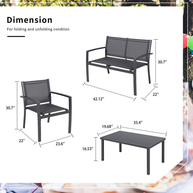 Futzca 4-Piece Patio Outdoor Bistro Set