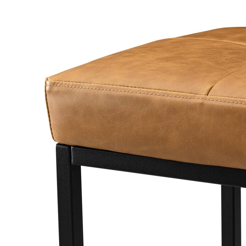 Glitzhome Set of 2 24"W Modern PU Leather Button-tufted Ottoman Foot stool