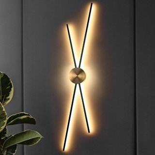 Modern 4-Light LED Black Gold Wall Sconce Metal Bathroom Vanity Lights - L60" x W12"