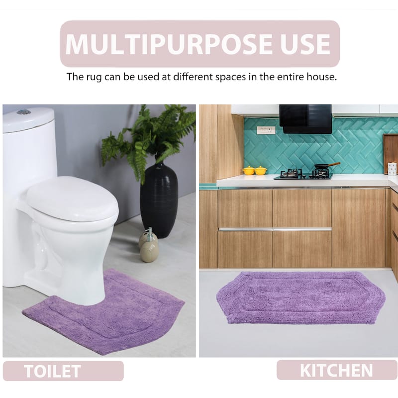 Waterford Collection 100% Cotton Non-Slip Bathroom Rug Set, Machine Washable Bath Rug, 5 Piece Bath Mat Set with Contour