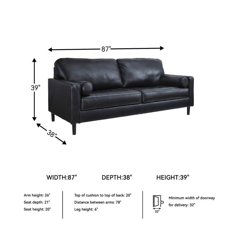 Signature Design by Ashley Bryceview Black Sofa - 87" W x 38" D x 39" H
