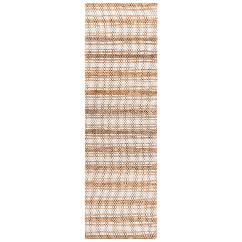 SAFAVIEH Handmade Natural Fiber Unette Wool Rug - 2'3" x 8' Runner - Ivory/Brown