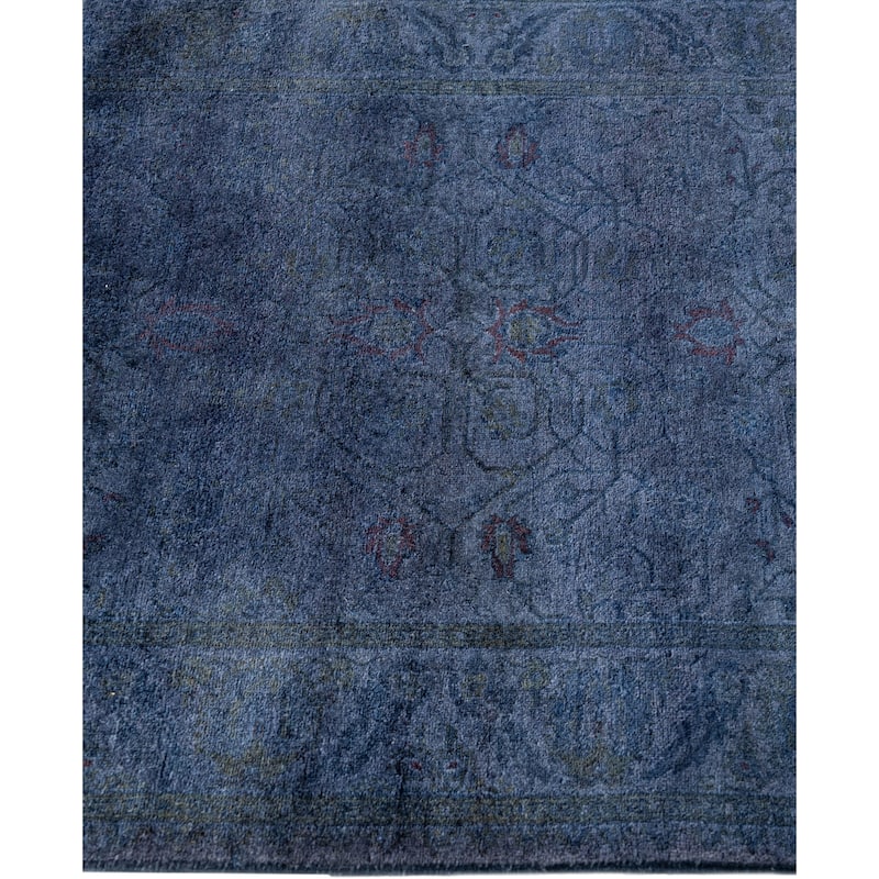 Overdyed One-of-a-Kind Hand-Knotted Runner Rug - Navy - 2' 7" x 15' 10"