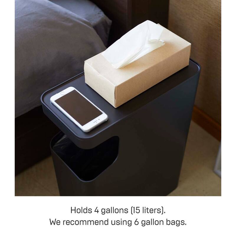 Yamazaki Home Side Table Trash Can, ABS Plastic, 4 gallons, 15 liters