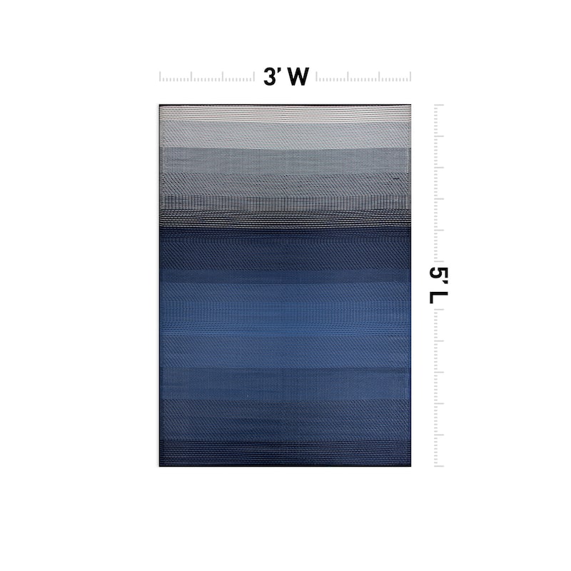 World Rug Gallery Contemporary Stripe Shade Geometric Reversible Recycled Plastic Outdoor Rugs