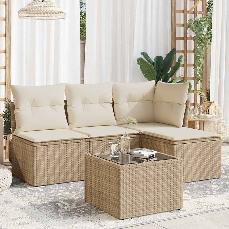 vidaXL Garden Sofa Set Beige, Cream white - 21.7 x 21.7 x 14.6