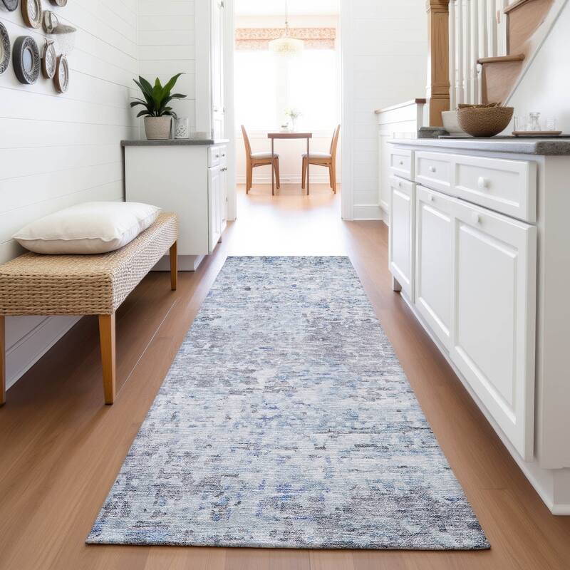 Premium Washable Super Soft Abstract Pixels Mayfield Rug - Sky - 2'3" x 7'6"